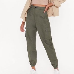 Nasty Gal Paul Boyé army green tapered ankle cargo pants size small